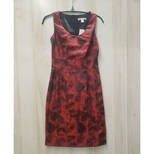 Banana Republic Red & Black Sleeveless Sheath Dress, Size 00, Back Zipper, NWT